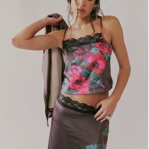 Free People Salvatore Floral Cropped Tank Top (M) - NWT